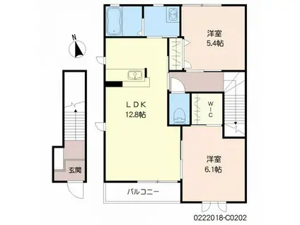 サンク・ブランシェ C棟(2LDK/2階)の間取り写真