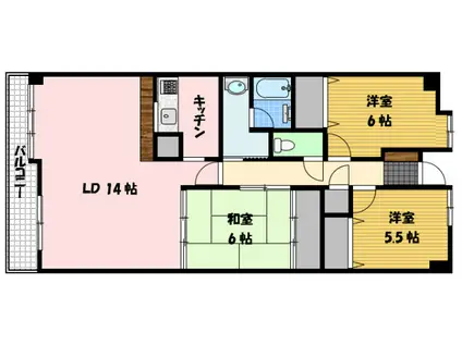 コアマンション長崎ガーデンヒルズ(3LDK/12階)の間取り写真