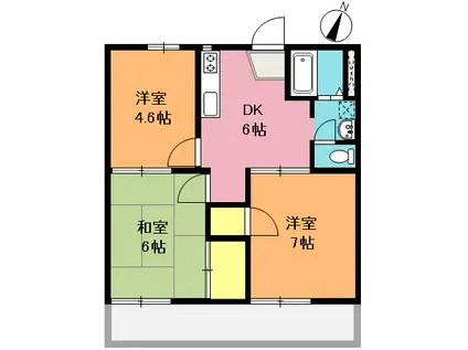 ドゥムール松澤 A棟(3DK/1階)の間取り写真