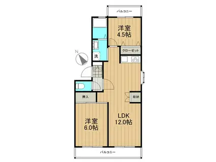 プライムガーデンMT5号棟(2LDK/1階)の間取り写真