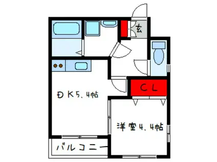 フウキパレス山本(1DK/2階)の間取り写真