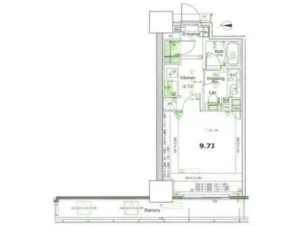 品川タワーフェイス(1K/4階)の間取り写真