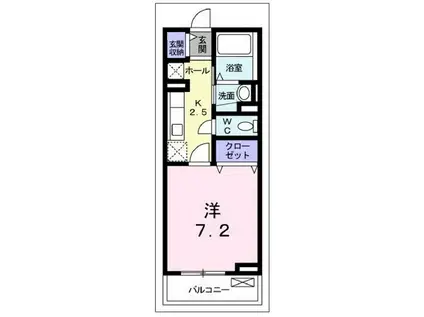 ヴィラフィデール(1K/2階)の間取り写真