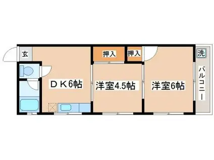 平野ビル(2DK/2階)の間取り写真