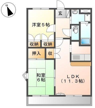 プレイス エリエゼル(2LDK/1階)の間取り写真