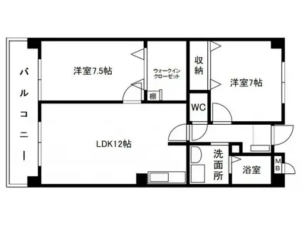 ステイタスMII(2LDK/6階)の間取り写真