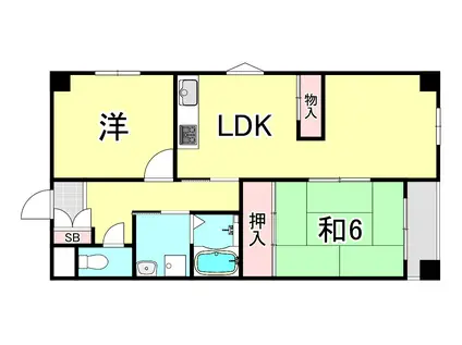 AXISクオーターパレル木津山(2LDK/3階)の間取り写真