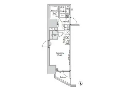 ベルヴュー新橋(ワンルーム/9階)の間取り写真