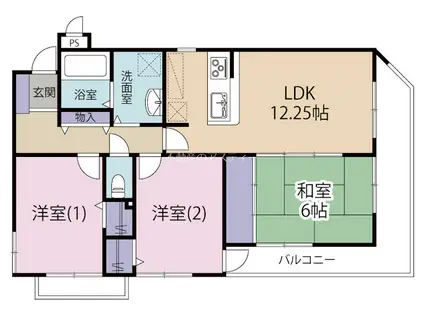 エクセル徳力(3LDK/3階)の間取り写真