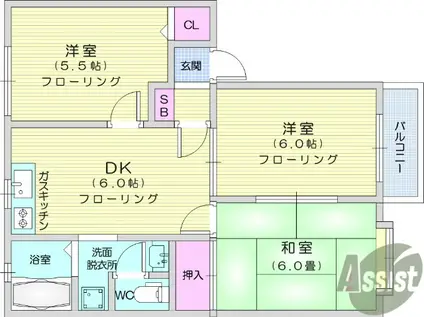 MARUTOMO C(3DK/2階)の間取り写真