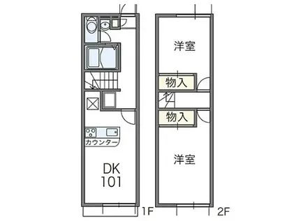 レオパレスフィールズSTAY(2DK/1階)の間取り写真