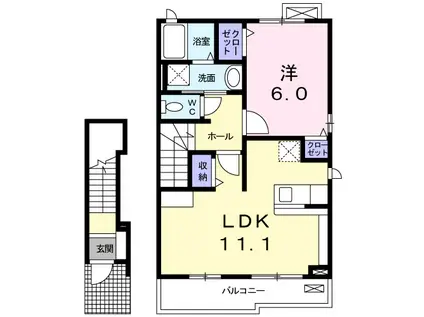 ヨウキIII(1LDK/2階)の間取り写真