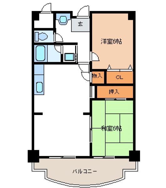 ウェルスMORI(2LDK/8階)の間取り写真