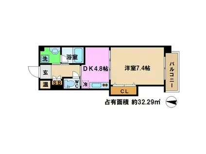 フロリアール一乗寺(1DK/1階)の間取り写真