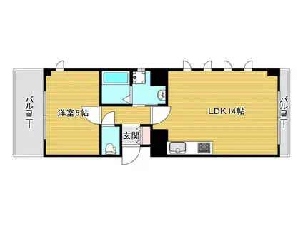 ダグラス鷹合(1LDK/2階)の間取り写真