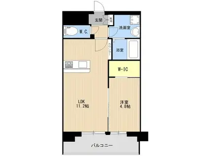 LIBTH箱崎(1LDK/3階)の間取り写真