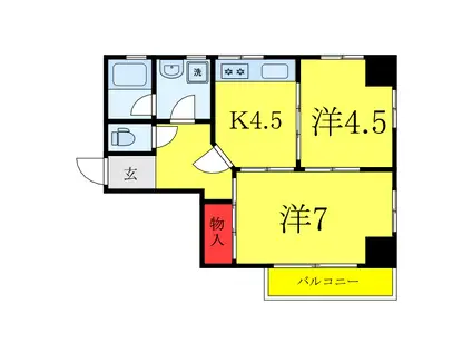 メゾン王城(2K/2階)の間取り写真