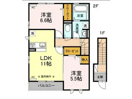 アンベリール一番町(1LDK/2階)の間取り写真