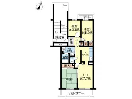 コーポレート鶴瀬(2SLDK/4階)の間取り写真