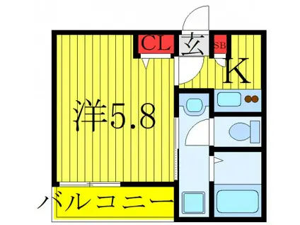 RAFFINE鳩ヶ谷(1K/1階)の間取り写真