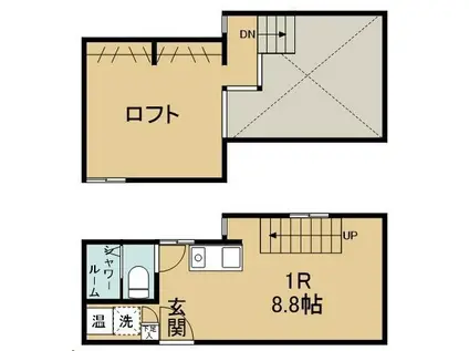 THE BASE(ワンルーム/3階)の間取り写真