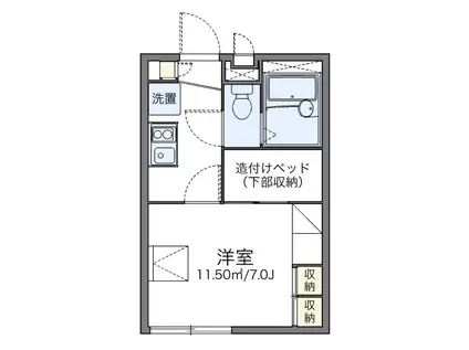 京王線 武蔵野台駅 徒歩10分 2階建 築20年(1K/1階)の間取り写真