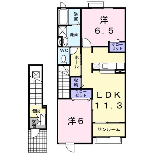 フォルテシモ(2LDK/2階)の間取り写真