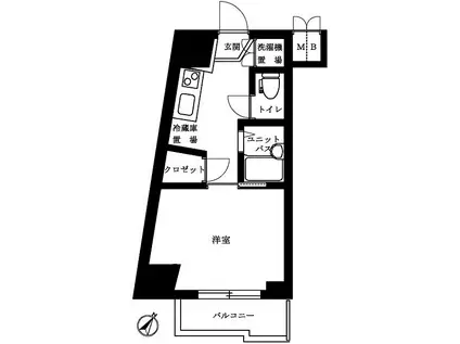ルーブル白金高輪(1K/2階)の間取り写真