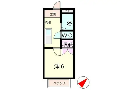 アーバニア西草津 B棟(1K/1階)の間取り写真