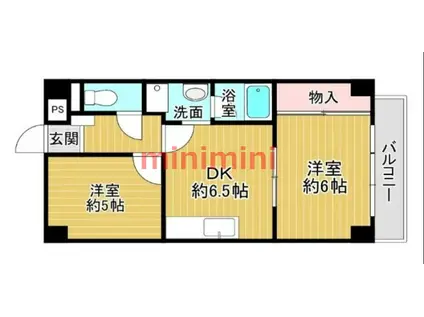 エクセルコート高槻I号館(2DK/2階)の間取り写真