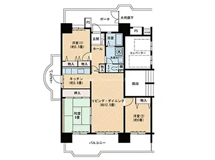UR高見フローラルタウン四番街54号棟(3LDK/4階)の間取り写真