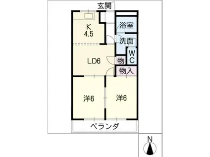 グリーンガーデン立込(2LDK/3階)の間取り写真