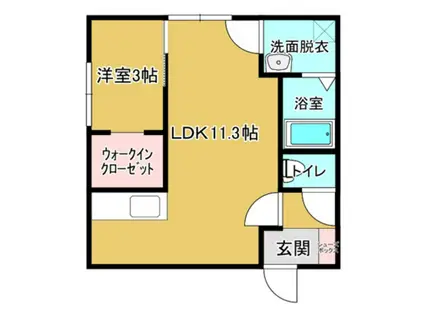 BELL CIEL(1LDK/1階)の間取り写真