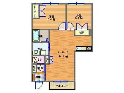 シャーメゾン江本(2LDK/1階)の間取り写真