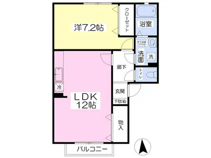 メゾン・ベルジュ壱番館(1LDK/2階)の間取り写真