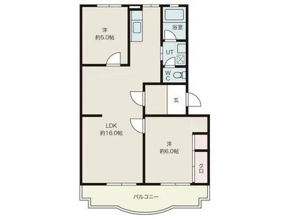 高道A棟(2LDK/4階)の間取り写真