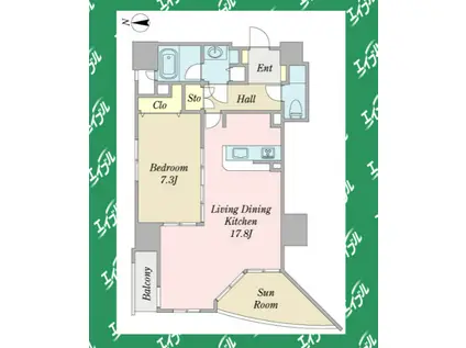 プロシード金山Ⅱ(1SLDK/4階)の間取り写真