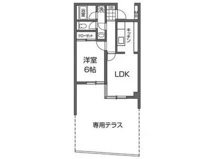 キューブコート烏山(1LDK/1階)の間取り写真