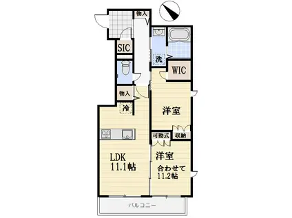 LAULEA COURT(2LDK/2階)の間取り写真