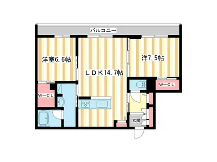 シャーメゾンフゥ(2LDK/2階)の間取り写真