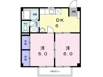 ニューシティコスモス(2DK/1階)の間取り写真