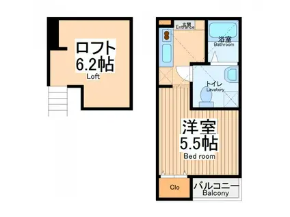 カーサヴィヴァーチェ町田(1K/1階)の間取り写真