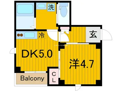 ブリス両国(1DK/1階)の間取り写真