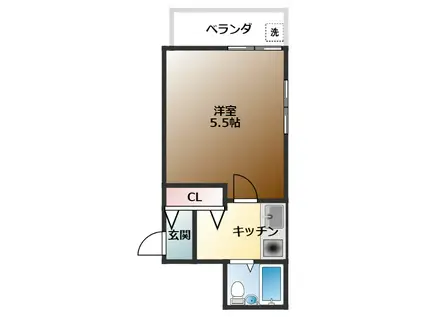 カゲヤマハイツ(1K/2階)の間取り写真