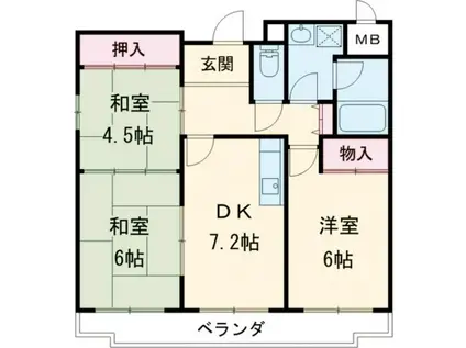 メゾンエクセレント(3DK/4階)の間取り写真