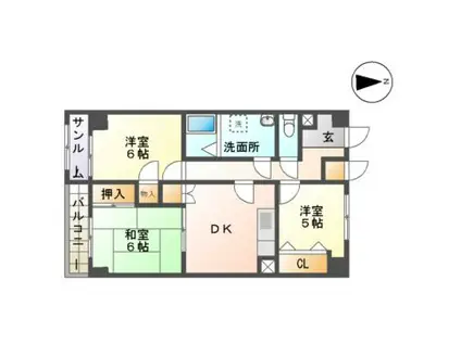 ブルク神宮寺(3DK/5階)の間取り写真