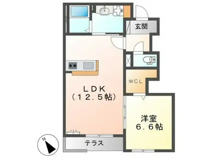 ESPELIA HILLS(1LDK/1階)の間取り写真