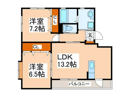 メモリースクエア新大江(2LDK/4階)の間取り写真