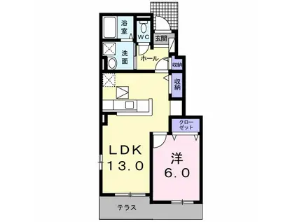 コモド レジデンシアII 八尾南(1LDK/1階)の間取り写真