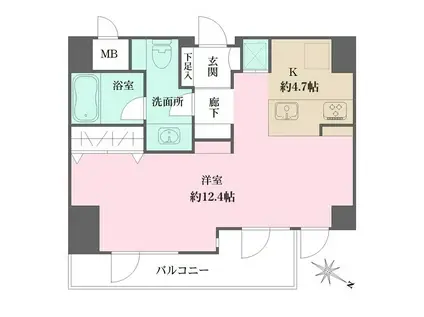 グレンパーク神楽坂(ワンルーム/1階)の間取り写真